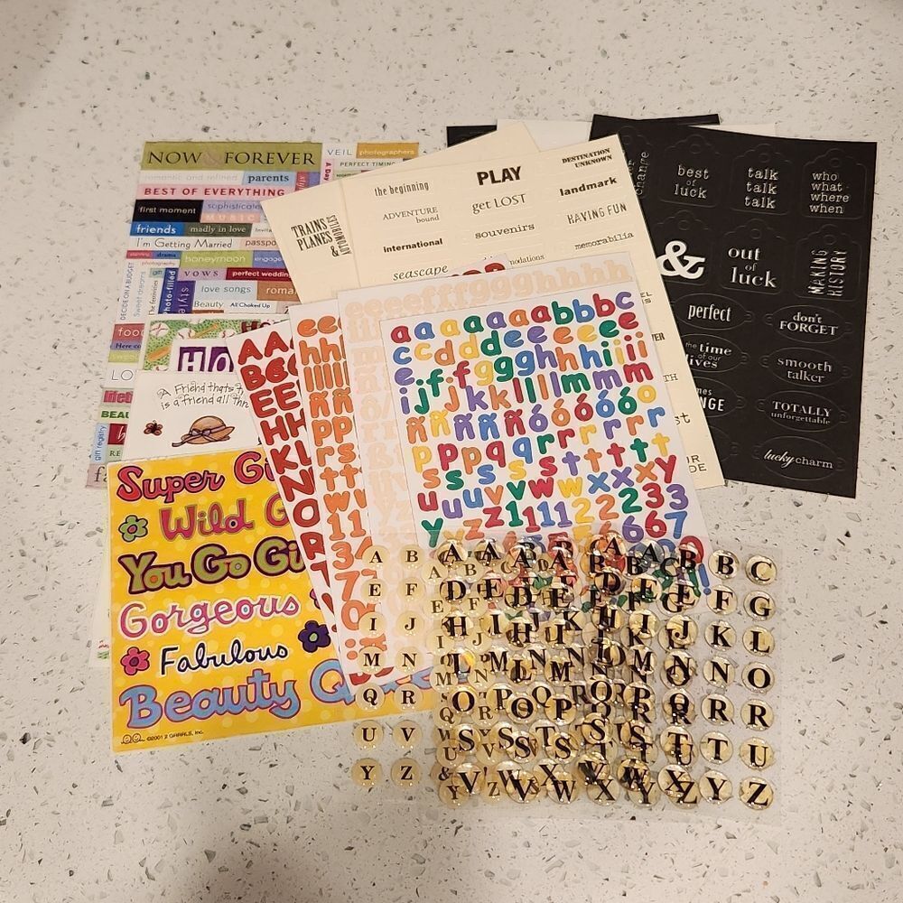 Creative Memories & Unbranded Sticker Bundle ABC Sheets, Word Sticker Sheets
